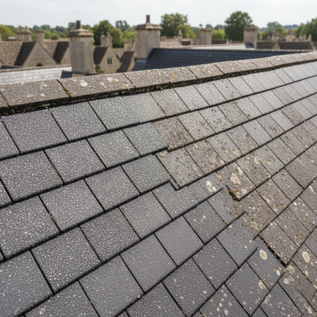 granule texture differences between old and new shingles.