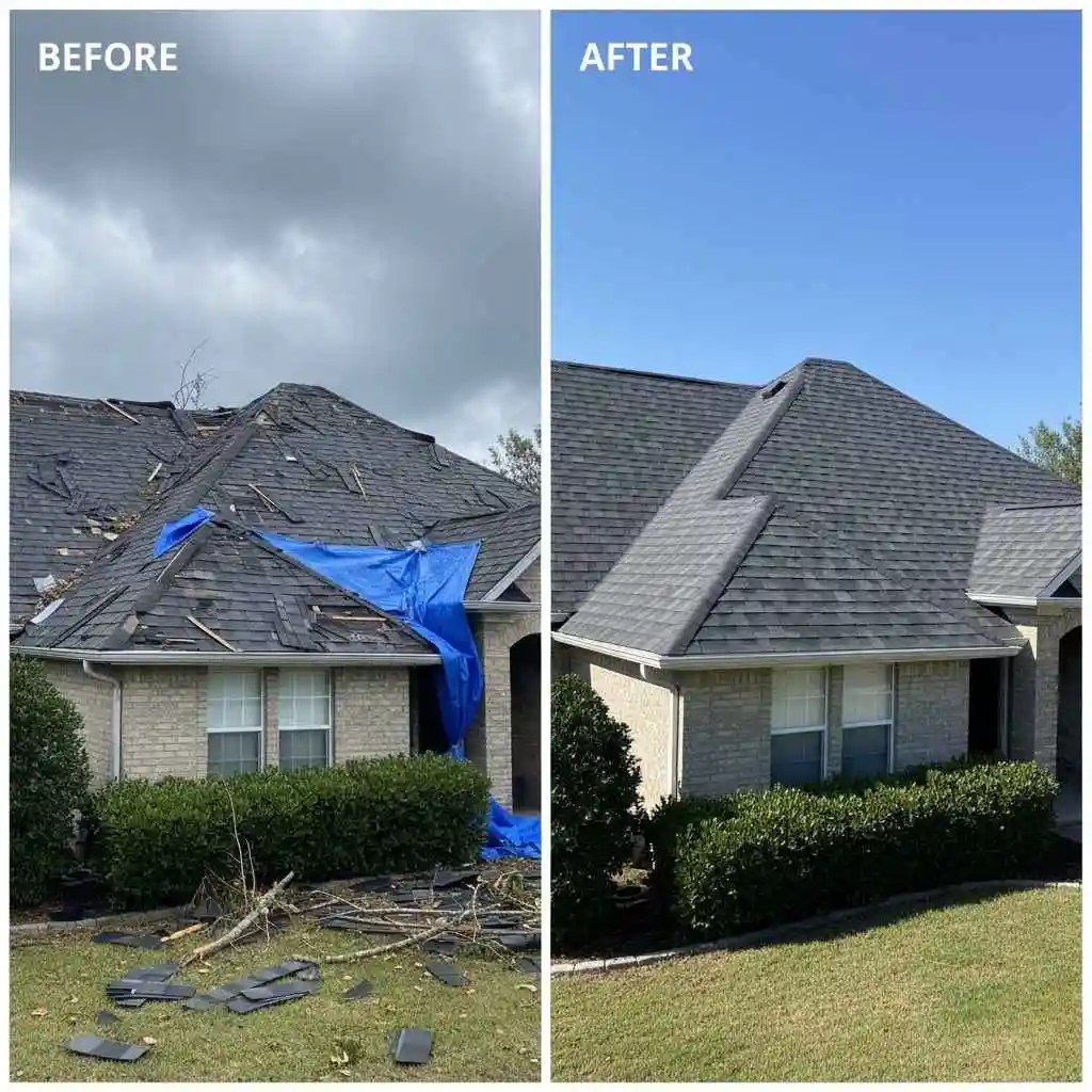 roof replacement after storm damage.