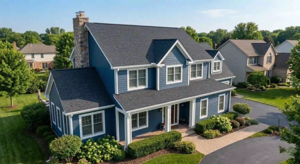 finished residential roof with clean lines and proper installation