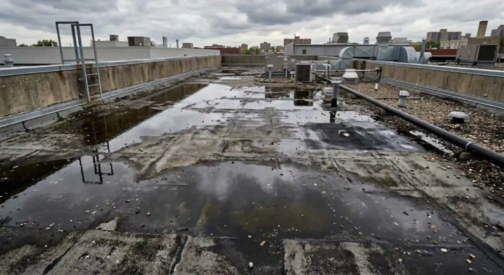 flat roof with standing water