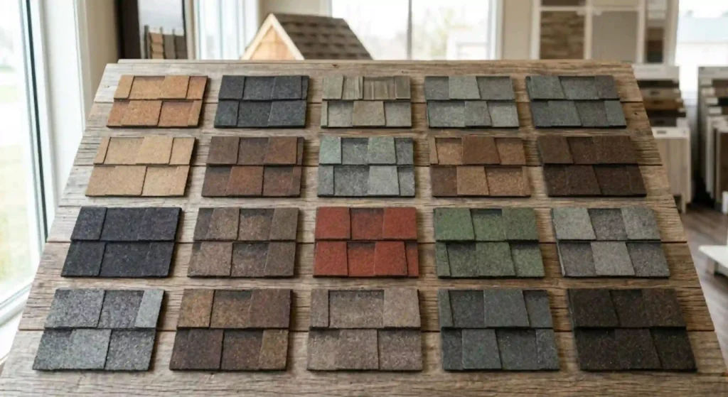 showing different shingle color samples