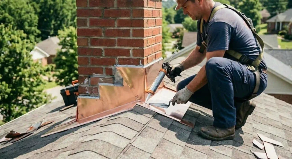 technician installing new flashing